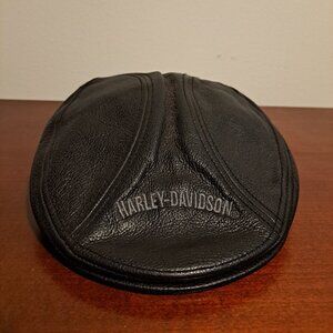 Harley Davidson Black Leather Derby Hat Size M